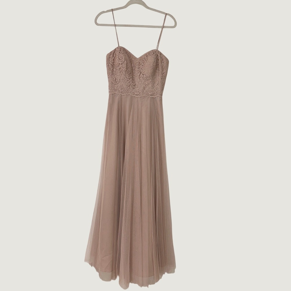 Watters & Watters Lace Tulle Gown Womens Size 6 Rose Pink Wedding Guest Romantic